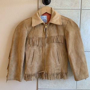 Vintage Western Roebucks Fringed Leather Jacket